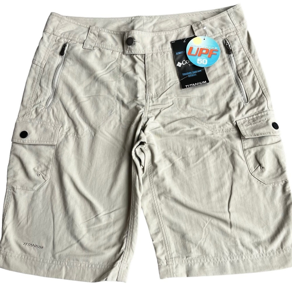 NWT Columbia Women’s Titanium Omni-Shade Cargo Shorts Khaki Hiking Trave… - Picture 15 of 15
